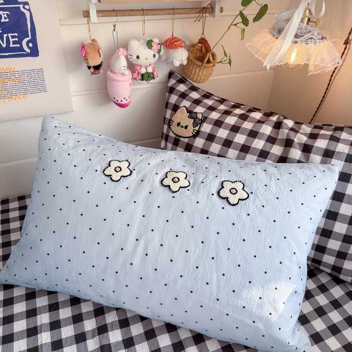 91家纺网 家纺一手货源 找家纺 港岛妹妹 2026新款皱皱纱毛巾绣四件套（有买家秀） 可爱小猫