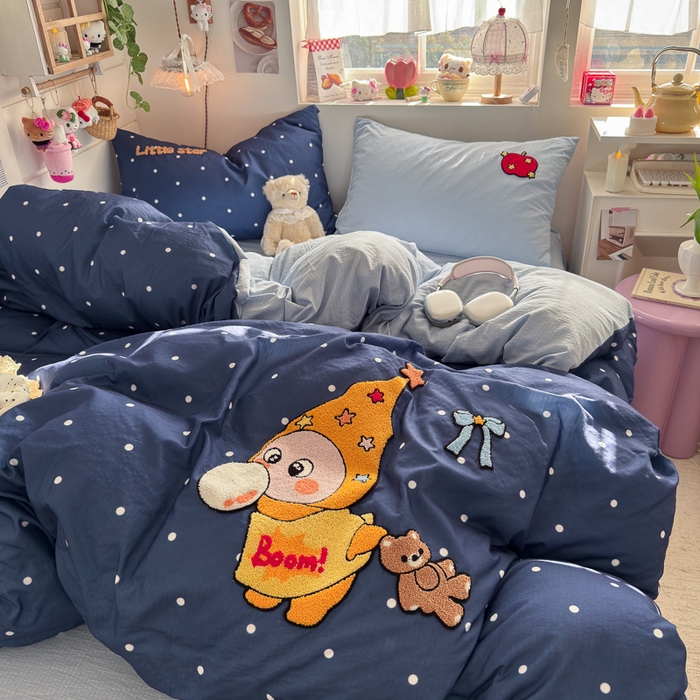 91家纺网 家纺一手货源 找家纺 港岛妹妹 2026新款皱皱纱毛巾绣四件套（有买家秀） 萌萌星