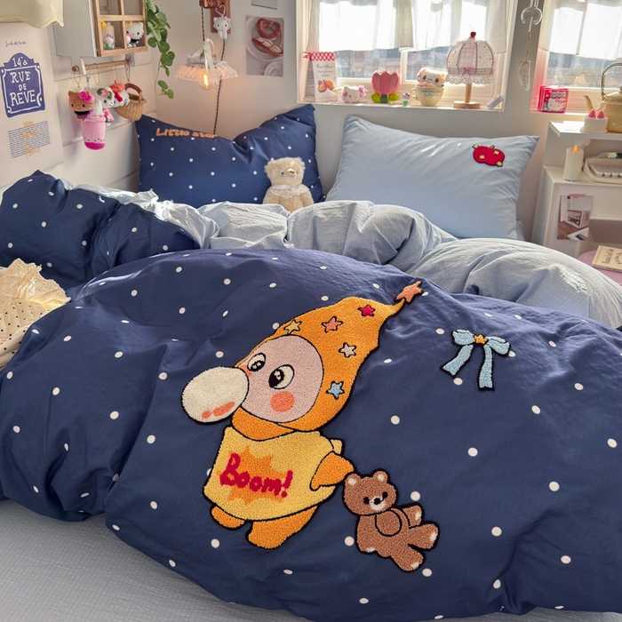 91家纺网 家纺一手货源 找家纺 港岛妹妹 2026新款皱皱纱毛巾绣四件套（有买家秀） 萌萌星