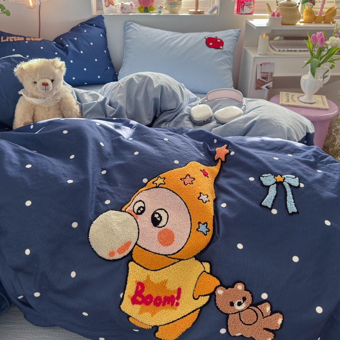 91家纺网 家纺一手货源 找家纺 港岛妹妹 2026新款皱皱纱毛巾绣四件套（有买家秀） 萌萌星