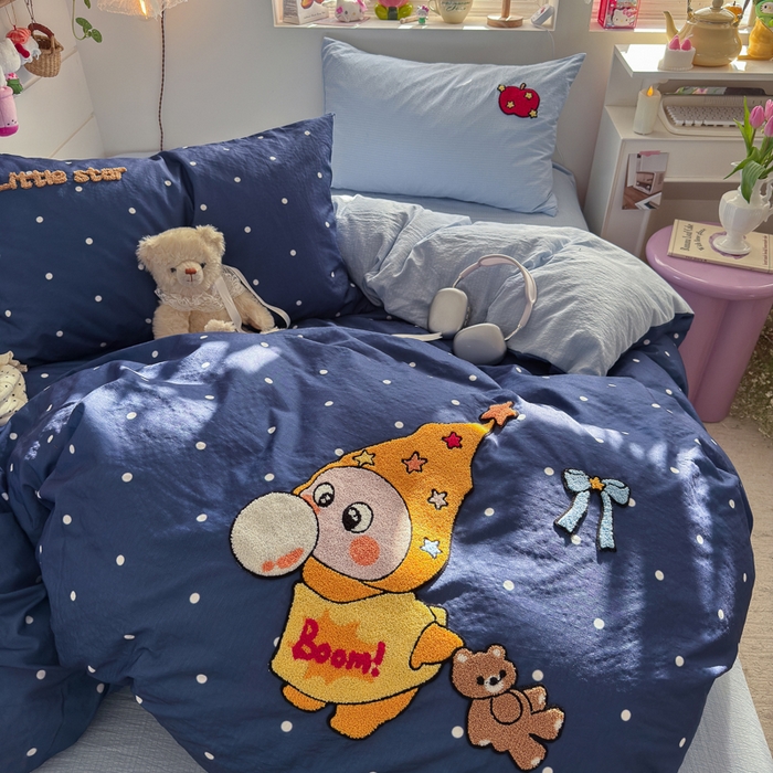 91家纺网 家纺一手货源 找家纺 港岛妹妹 2026新款皱皱纱毛巾绣四件套（有买家秀） 萌萌星