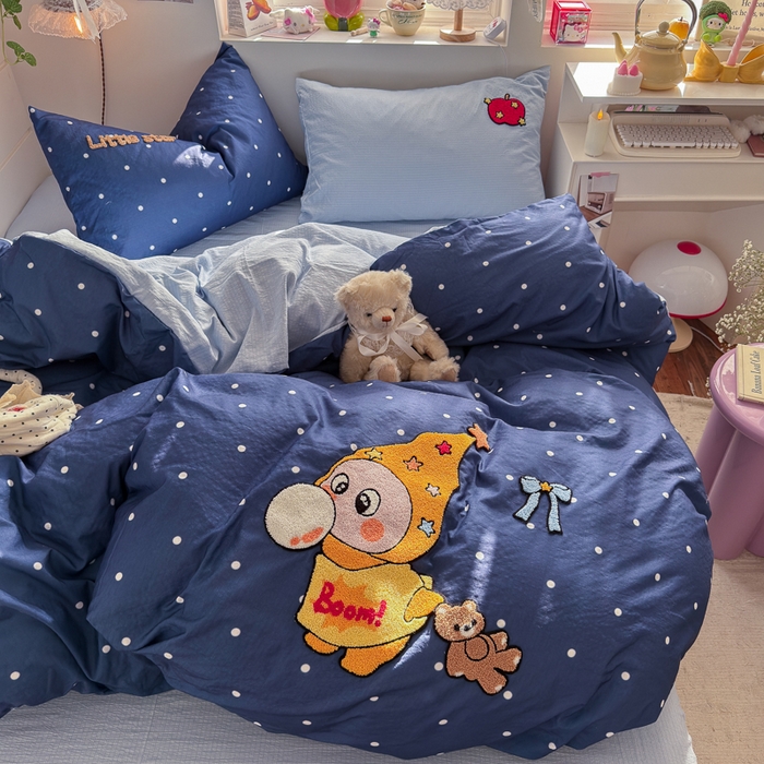 91家纺网 家纺一手货源 找家纺 港岛妹妹 2026新款皱皱纱毛巾绣四件套（有买家秀） 萌萌星