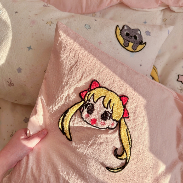 91家纺网 家纺一手货源 找家纺 港岛妹妹 2026新款皱皱纱毛巾绣四件套（有买家秀） 少女战士