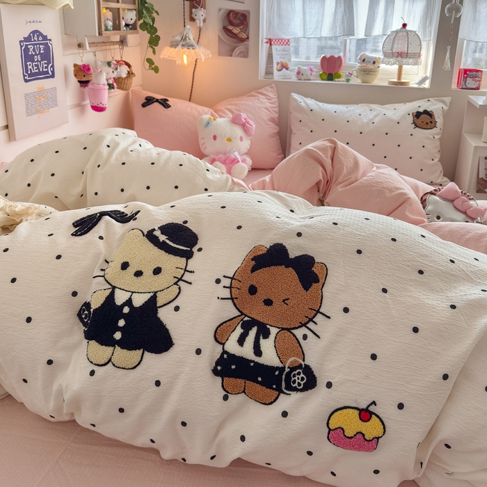 91家纺网 家纺一手货源 找家纺 港岛妹妹 2026新款皱皱纱毛巾绣四件套（有买家秀） 小香风kt