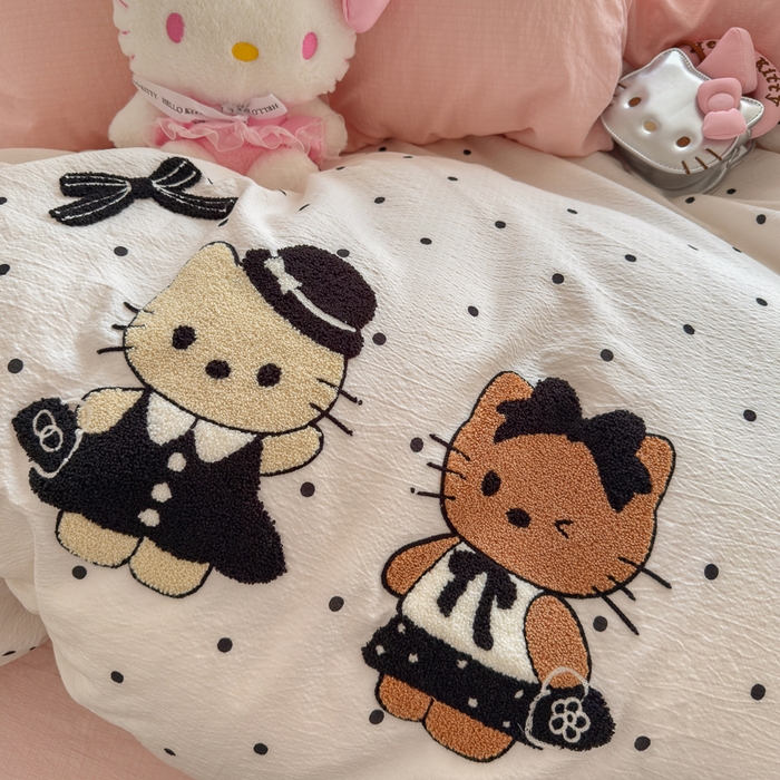 91家纺网 家纺一手货源 找家纺 港岛妹妹 2026新款皱皱纱毛巾绣四件套（有买家秀） 小香风kt