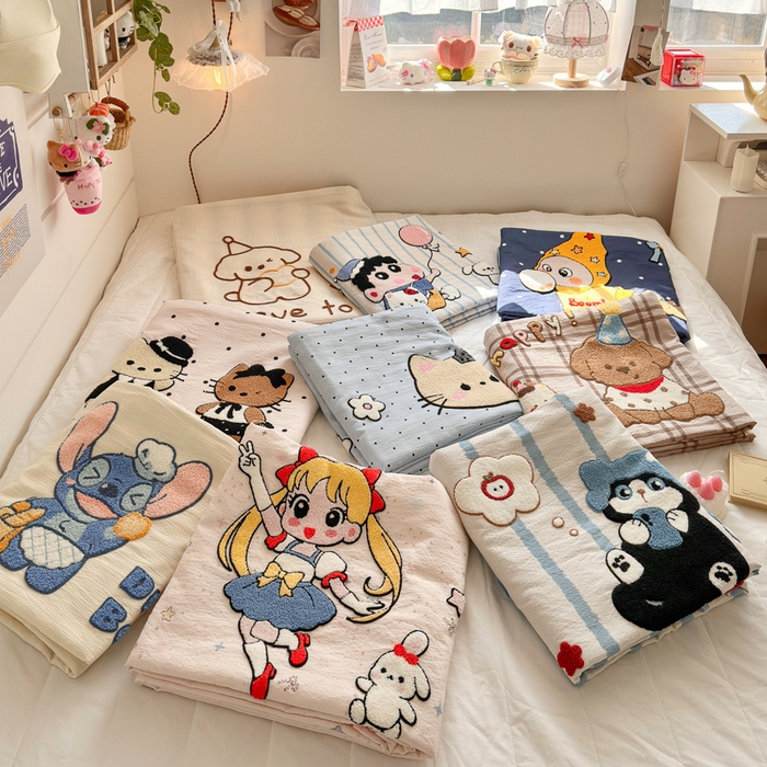 91家纺网 家纺一手货源 找家纺 港岛妹妹 2026新款皱皱纱毛巾绣四件套（有买家秀） 组合图仅做展示不可下单