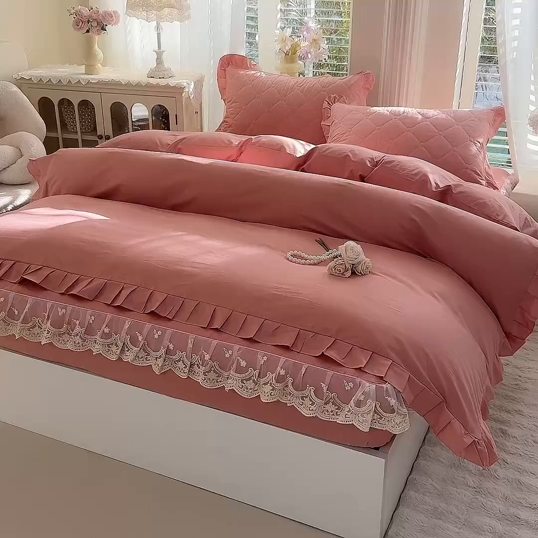 91家纺网 家纺一手货源 找家纺 （总）美达家纺 2026新款13372全棉素色夹棉床笠四件套