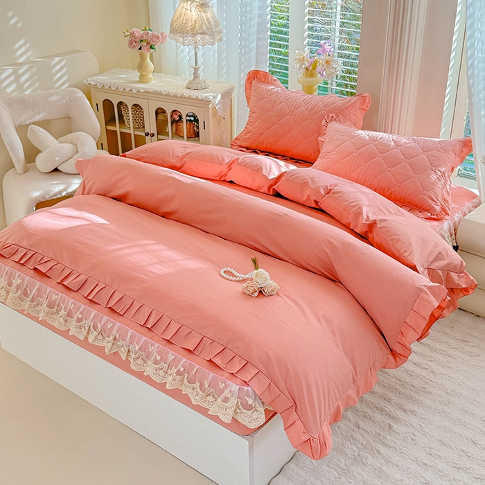 91家纺网 家纺一手货源 找家纺 （总）美达家纺 2026新款13372全棉素色夹棉床笠四件套