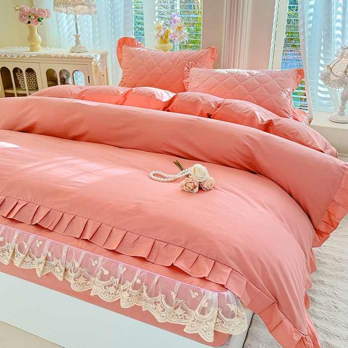 91家纺网 家纺一手货源 找家纺 （总）美达家纺 2026新款13372全棉素色夹棉床笠四件套