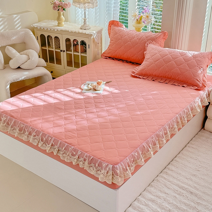 91家纺网 家纺一手货源 找家纺 （总）美达家纺 2026新款13372全棉素色夹棉床笠四件套