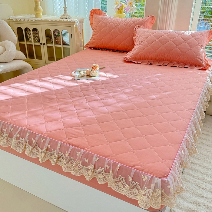 91家纺网 家纺一手货源 找家纺 （总）美达家纺 2026新款13372全棉素色夹棉床笠四件套