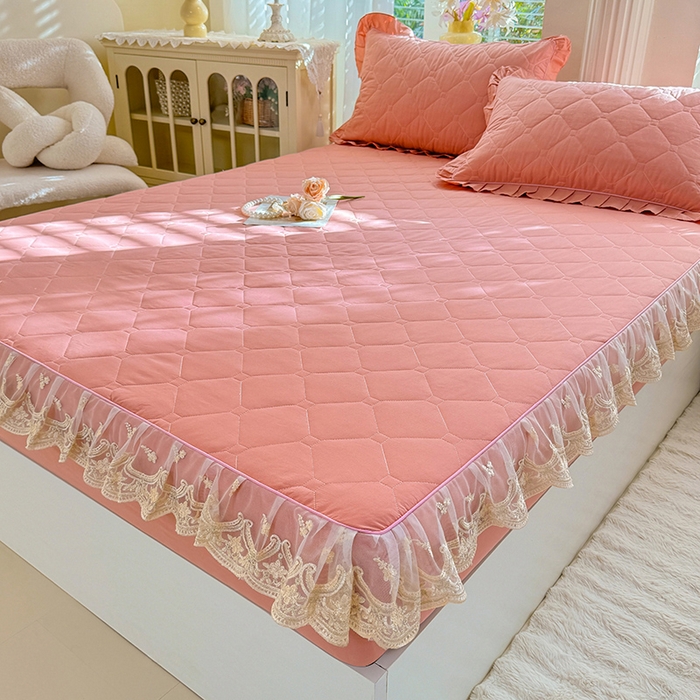 91家纺网 家纺一手货源 找家纺 （总）美达家纺 2026新款13372全棉素色夹棉床笠四件套