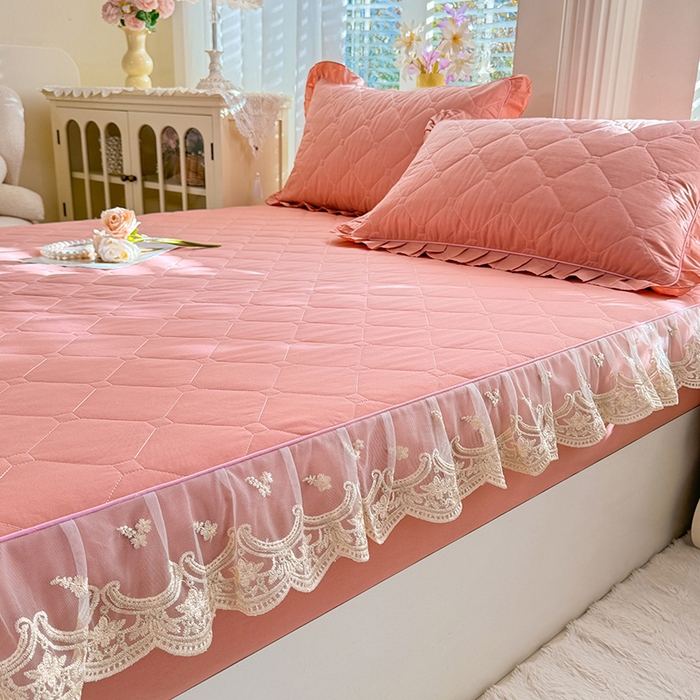 91家纺网 家纺一手货源 找家纺 （总）美达家纺 2026新款13372全棉素色夹棉床笠四件套