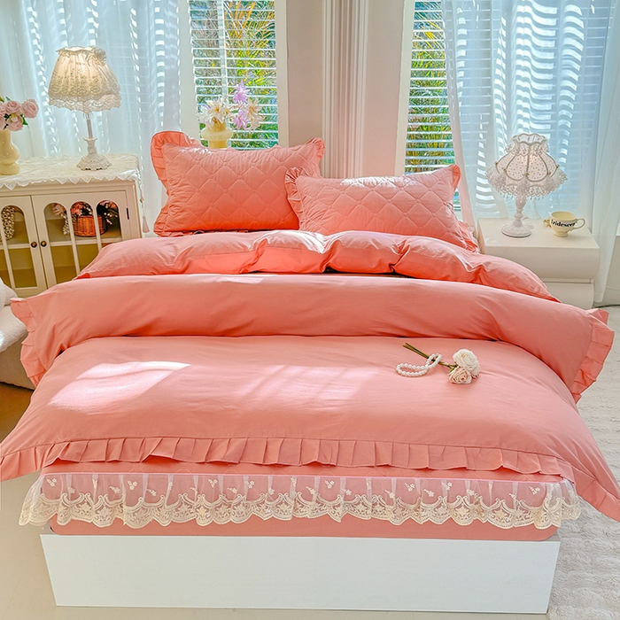 91家纺网 家纺一手货源 找家纺 （总）美达家纺 2026新款13372全棉素色夹棉床笠四件套