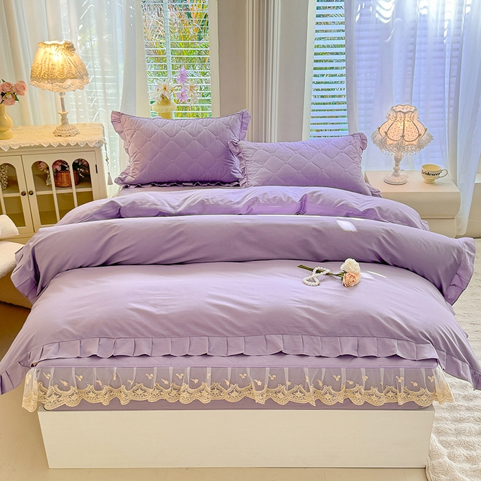 91家纺网 家纺一手货源 找家纺 （总）美达家纺 2026新款13372全棉素色夹棉床笠四件套