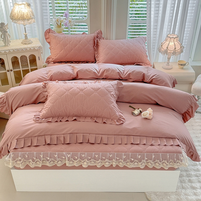 91家纺网 家纺一手货源 找家纺 （总）美达家纺 2026新款13372全棉素色夹棉床笠四件套