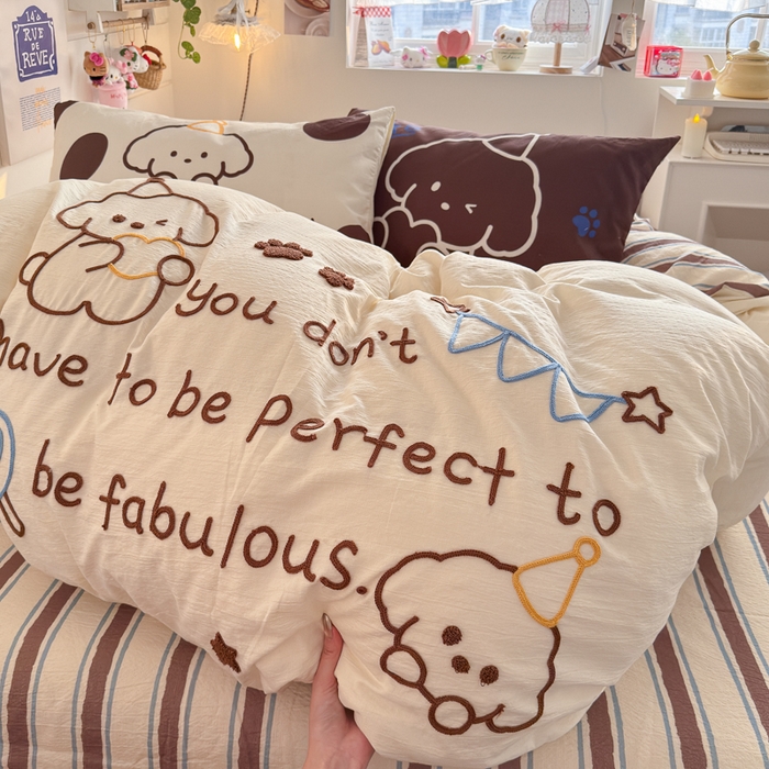 91家纺网 家纺一手货源 找家纺 海岛哥哥 2026新款皱皱纱毛巾绣四件套-含买家秀 小狗家族