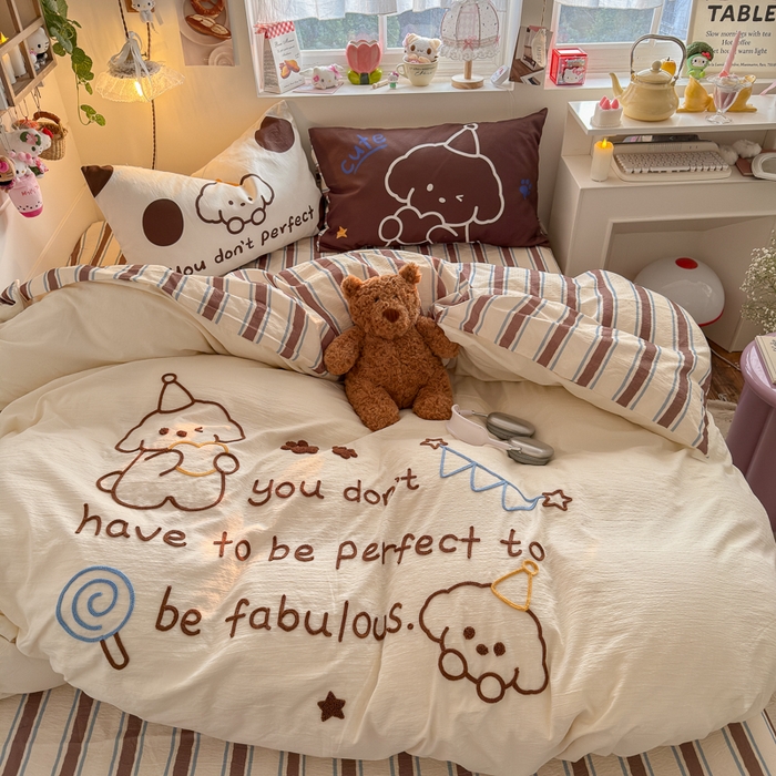 91家纺网 家纺一手货源 找家纺 海岛哥哥 2026新款皱皱纱毛巾绣四件套-含买家秀 小狗家族