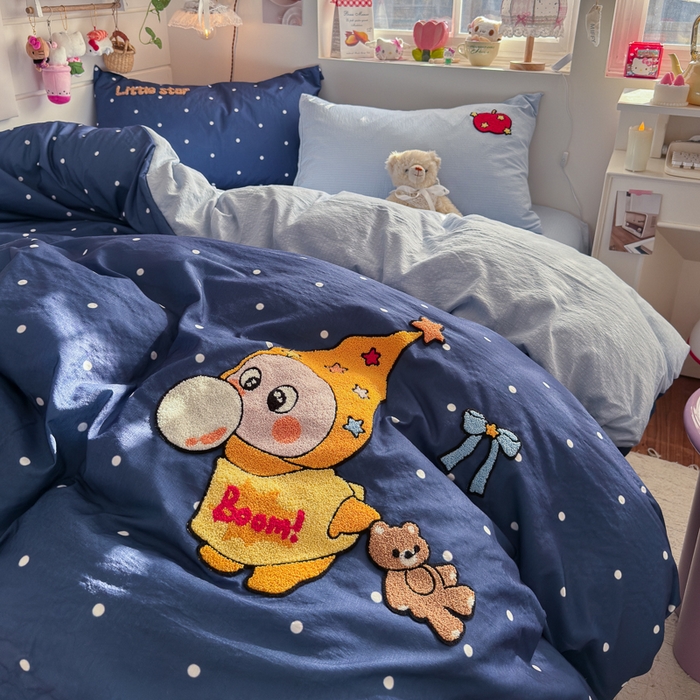 91家纺网 家纺一手货源 找家纺 海岛哥哥 2026新款皱皱纱毛巾绣四件套-含买家秀 萌萌星