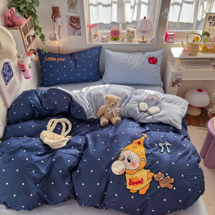 91家纺网 家纺一手货源 找家纺 海岛哥哥 2026新款皱皱纱毛巾绣四件套-含买家秀 萌萌星