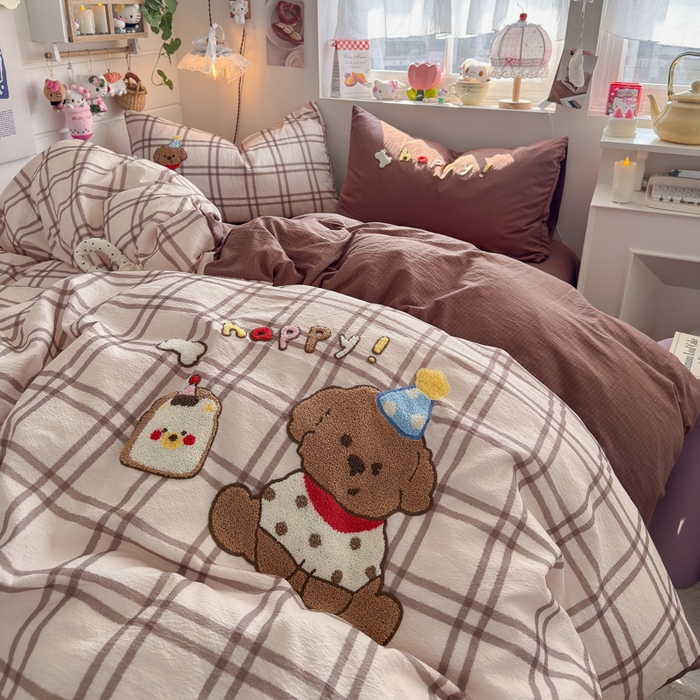 91家纺网 家纺一手货源 找家纺 海岛哥哥 2026新款皱皱纱毛巾绣四件套-含买家秀 吐司汪汪