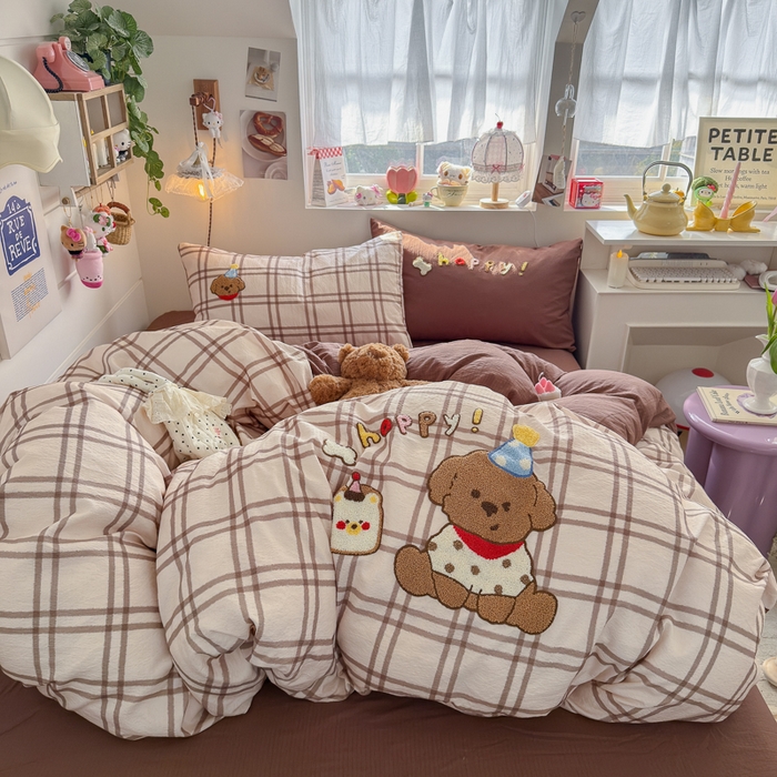 91家纺网 家纺一手货源 找家纺 海岛哥哥 2026新款皱皱纱毛巾绣四件套-含买家秀 吐司汪汪