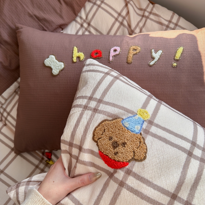 91家纺网 家纺一手货源 找家纺 海岛哥哥 2026新款皱皱纱毛巾绣四件套-含买家秀 吐司汪汪