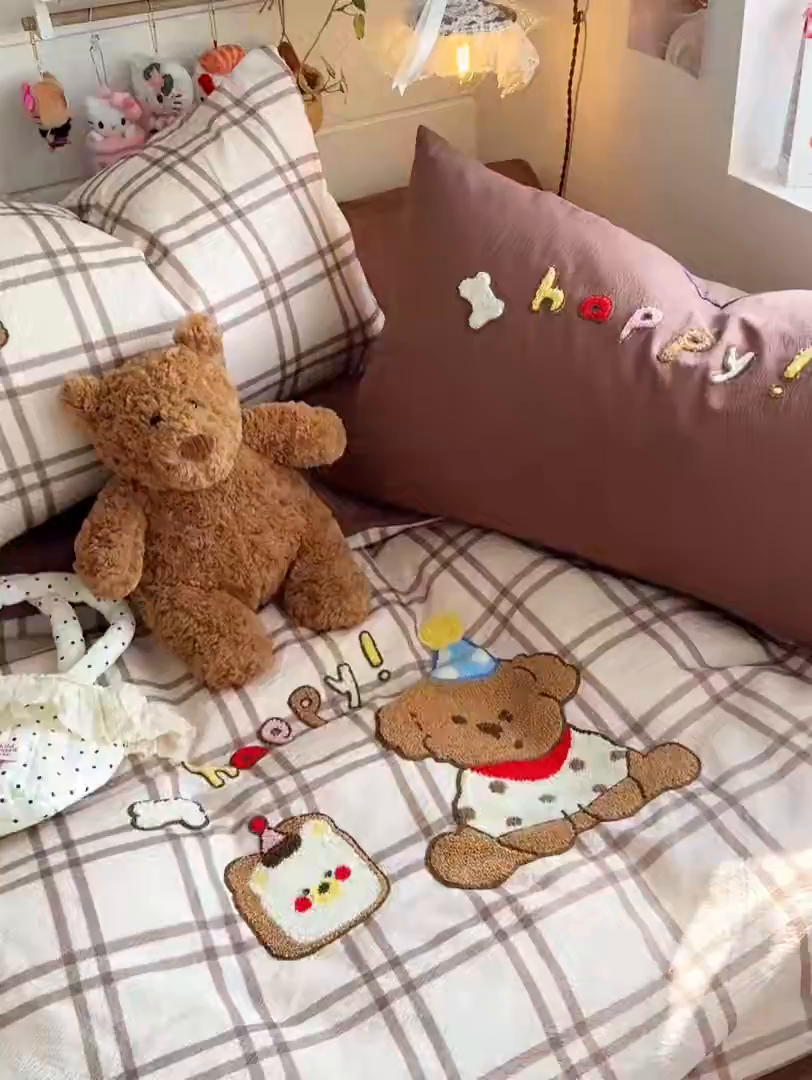 91家纺网 家纺一手货源 找家纺 海岛哥哥 2026新款皱皱纱毛巾绣四件套-含买家秀 吐司汪汪