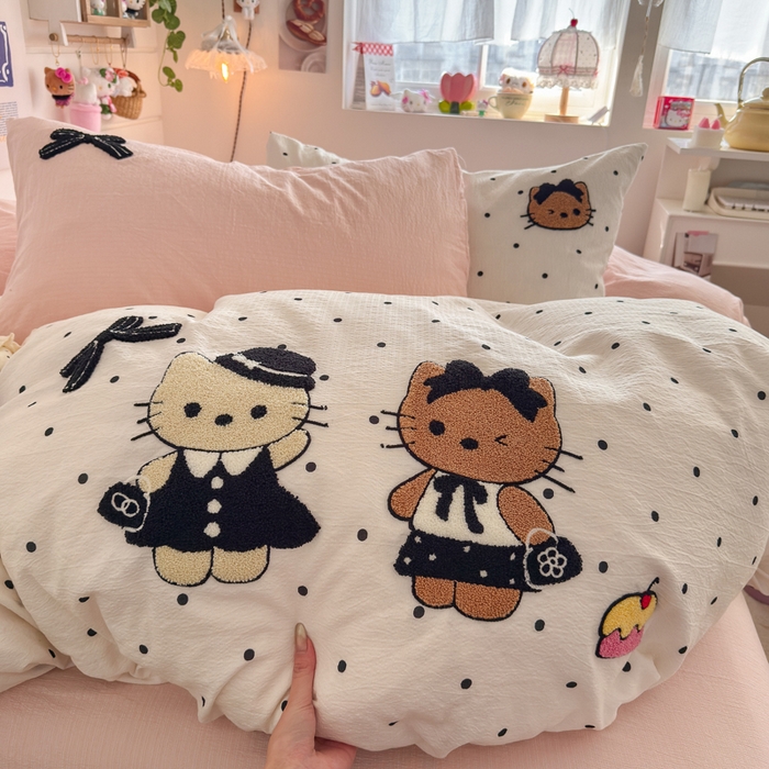 91家纺网 家纺一手货源 找家纺 海岛哥哥 2026新款皱皱纱毛巾绣四件套-含买家秀 小香风kt