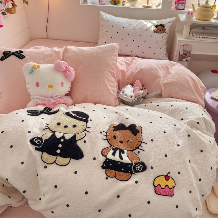 91家纺网 家纺一手货源 找家纺 海岛哥哥 2026新款皱皱纱毛巾绣四件套-含买家秀 小香风kt