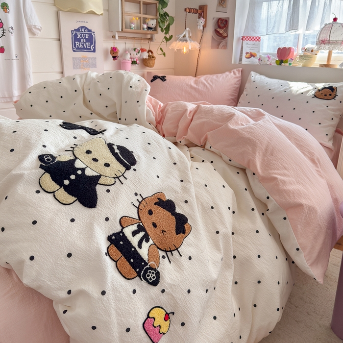 91家纺网 家纺一手货源 找家纺 海岛哥哥 2026新款皱皱纱毛巾绣四件套-含买家秀 小香风kt