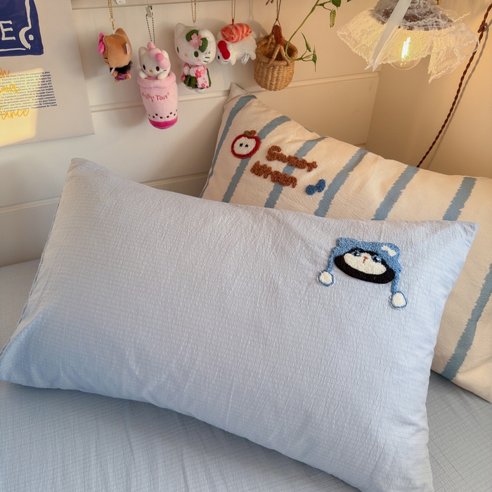 91家纺网 家纺一手货源 找家纺 海岛哥哥 2026新款皱皱纱毛巾绣四件套-含买家秀 休闲小猫