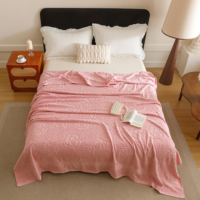 91家纺网 家纺一手货源 找家纺 悦然毛巾被 2026新款全棉老式毛巾被夏被空调毯 山茶旧梦豆纱