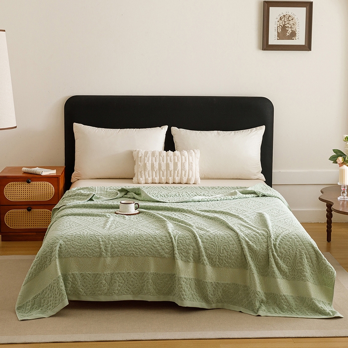 91家纺网 家纺一手货源 找家纺 悦然毛巾被 2026新款全棉老式毛巾被夏被空调毯 菱纹灰青