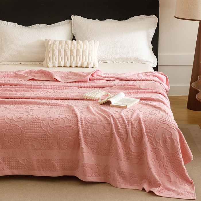 91家纺网 家纺一手货源 找家纺 悦然毛巾被 2026新款全棉老式毛巾被夏被空调毯 山茶旧梦豆纱