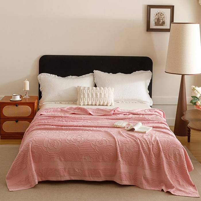 91家纺网 家纺一手货源 找家纺 悦然毛巾被 2026新款全棉老式毛巾被夏被空调毯 山茶旧梦豆纱