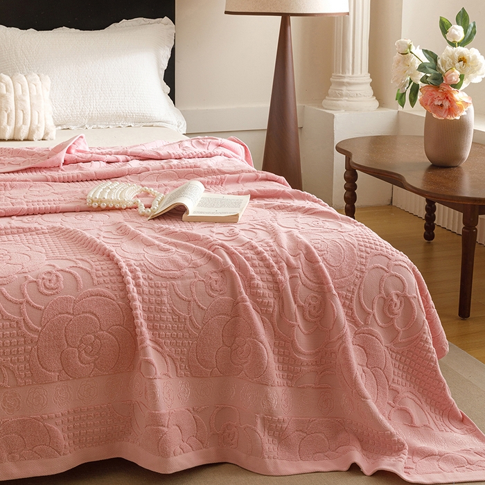 91家纺网 家纺一手货源 找家纺 悦然毛巾被 2026新款全棉老式毛巾被夏被空调毯 山茶旧梦豆纱