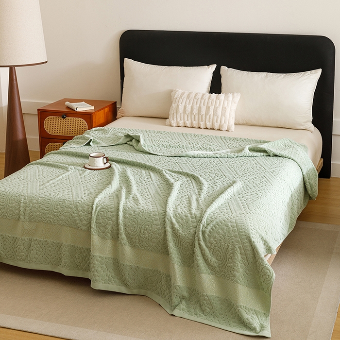 91家纺网 家纺一手货源 找家纺 悦然毛巾被 2026新款全棉老式毛巾被夏被空调毯 菱纹灰青