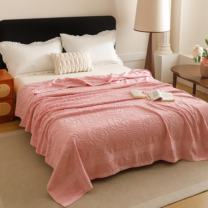 91家纺网 家纺一手货源 找家纺 悦然毛巾被 2026新款全棉老式毛巾被夏被空调毯 山茶旧梦豆纱