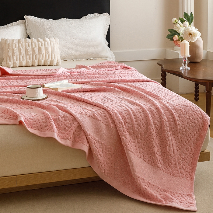 91家纺网 家纺一手货源 找家纺 悦然毛巾被 2026新款全棉老式毛巾被夏被空调毯 菱纹豆纱