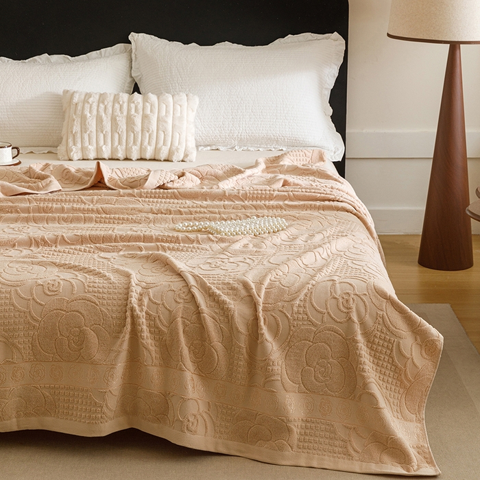 91家纺网 家纺一手货源 找家纺 悦然毛巾被 2026新款全棉老式毛巾被夏被空调毯 山茶旧梦咖啡