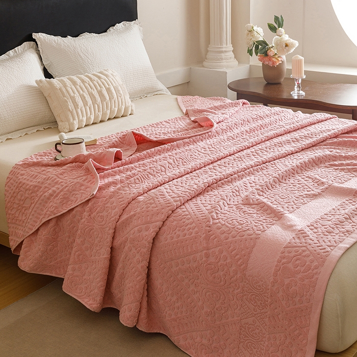 91家纺网 家纺一手货源 找家纺 悦然毛巾被 2026新款全棉老式毛巾被夏被空调毯 菱纹豆纱