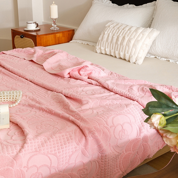 91家纺网 家纺一手货源 找家纺 悦然毛巾被 2026新款全棉老式毛巾被夏被空调毯 山茶旧梦豆纱