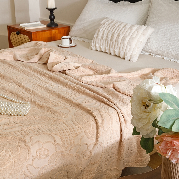 91家纺网 家纺一手货源 找家纺 悦然毛巾被 2026新款全棉老式毛巾被夏被空调毯 山茶旧梦咖啡