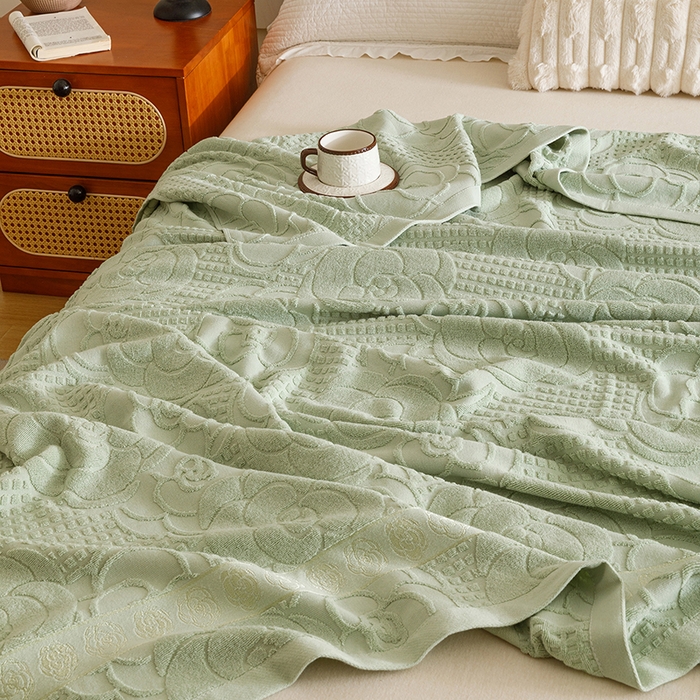 91家纺网 家纺一手货源 找家纺 悦然毛巾被 2026新款全棉老式毛巾被夏被空调毯 山茶旧梦灰青