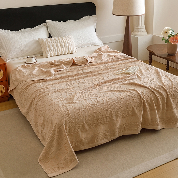 91家纺网 家纺一手货源 找家纺 悦然毛巾被 2026新款全棉老式毛巾被夏被空调毯 山茶旧梦咖啡