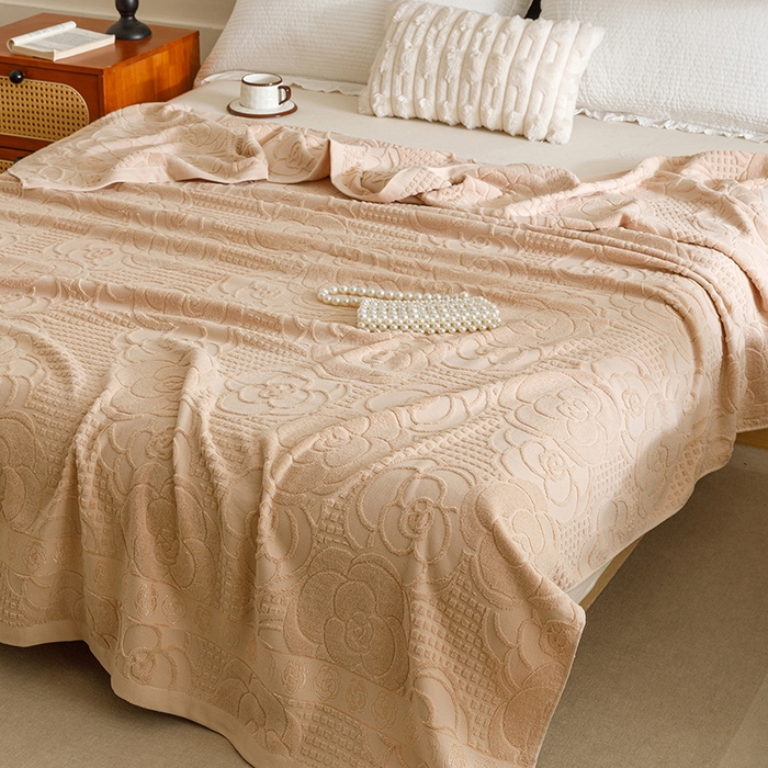 91家纺网 家纺一手货源 找家纺 悦然毛巾被 2026新款全棉老式毛巾被夏被空调毯 山茶旧梦咖啡