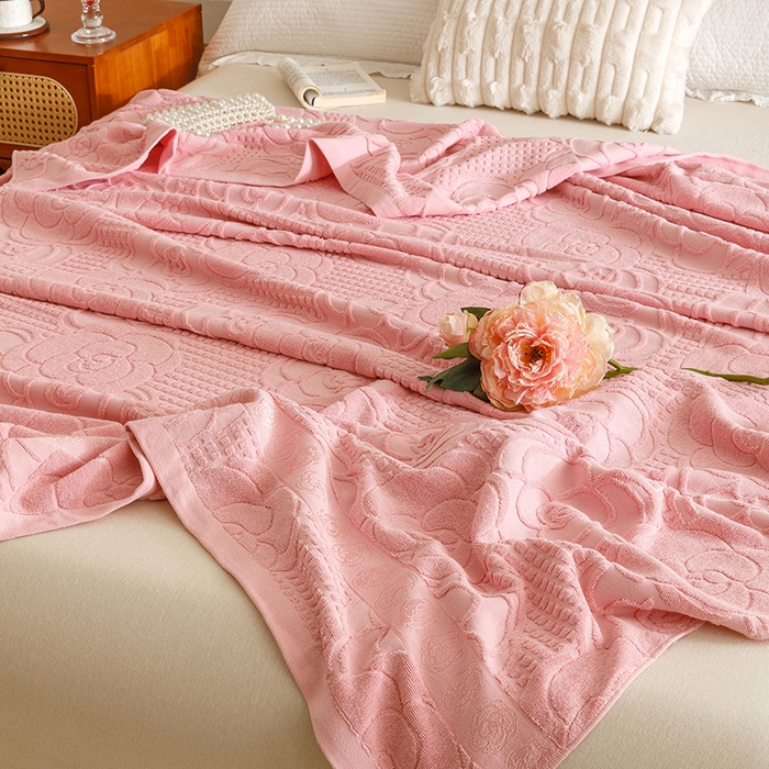 91家纺网 家纺一手货源 找家纺 悦然毛巾被 2026新款全棉老式毛巾被夏被空调毯 山茶旧梦豆纱