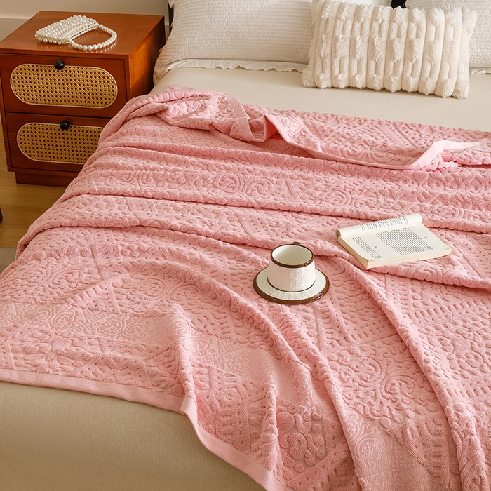 91家纺网 家纺一手货源 找家纺 悦然毛巾被 2026新款全棉老式毛巾被夏被空调毯 菱纹豆纱