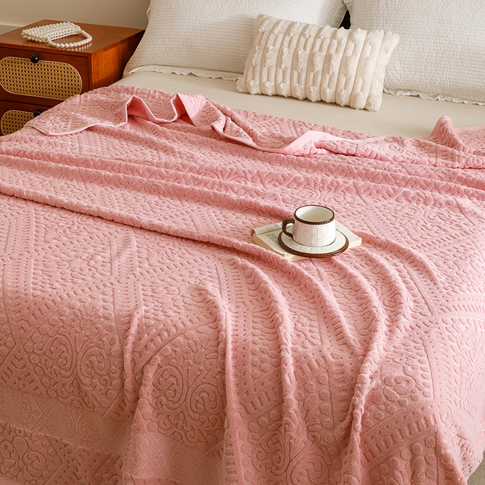 91家纺网 家纺一手货源 找家纺 悦然毛巾被 2026新款全棉老式毛巾被夏被空调毯 菱纹豆纱